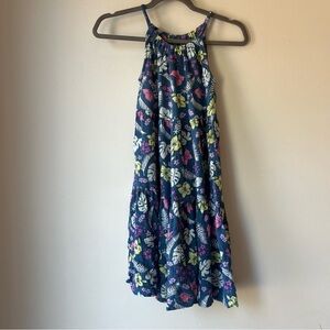 George Girls Navy Blue Tropical Floral Sundress Size 12 Rayon Midi Summer Dress